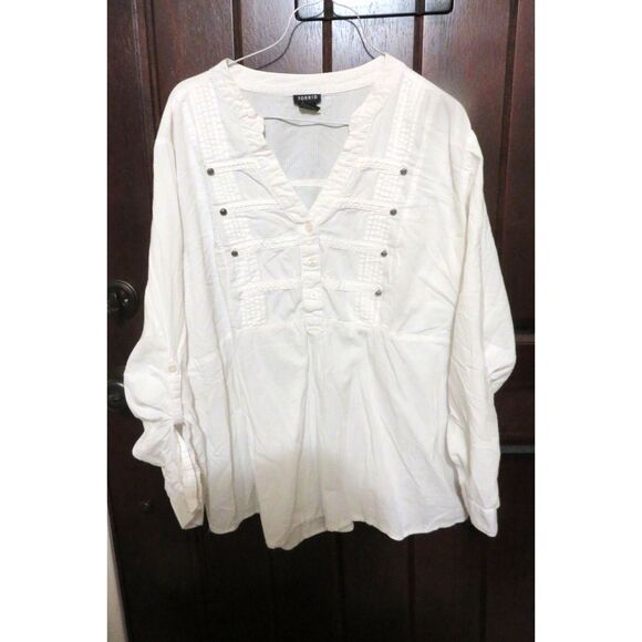 TORRID LONG SLEEVE COTTON SHIRT BLOUSE TOP sz 3 - Picture 1 of 3